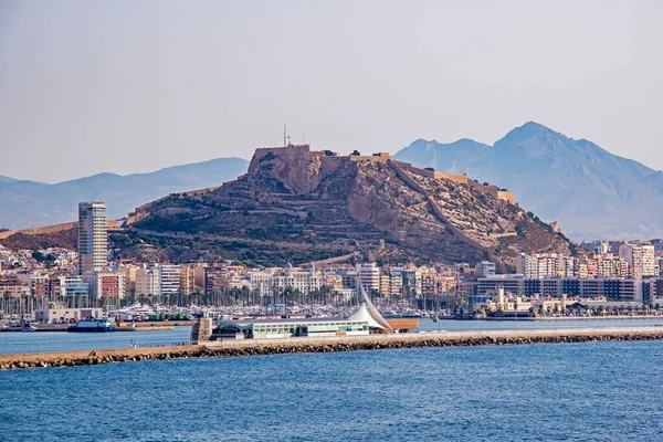Ciudad Costera Alicante Con Monte Benacantil España — Foto de Stock