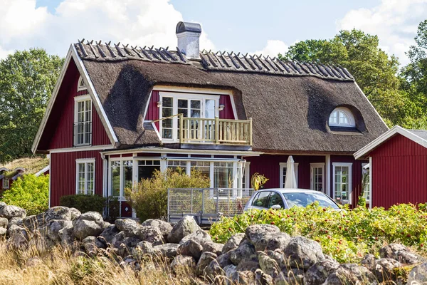 Svezia Agosto 2014 Una Vecchia Casa Estiva Tradizionale Svedese Legno — Foto Stock