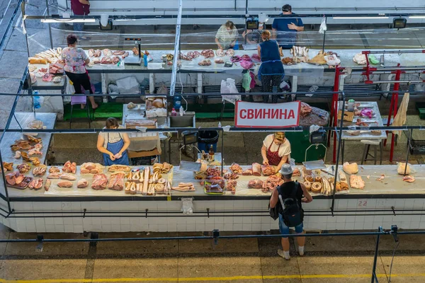 Kiev Kiev Ukraina Juli 2020 Jordbrukare Och Försäljare Säljer Kött — Stockfoto