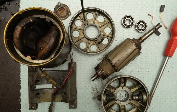 Partes Viejo Motor Eléctrico Desmontado — Foto de Stock