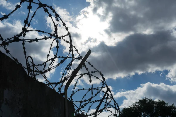 Barbed Razor Wire Fence — Stock Photo, Image