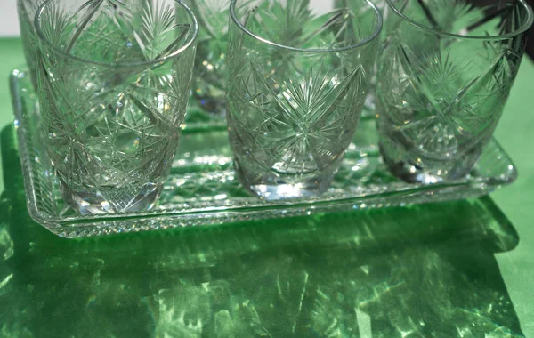 Cristales Vodka Hechos Urss Vidrio Cristal Vintage Disparos Gafas — Foto de Stock