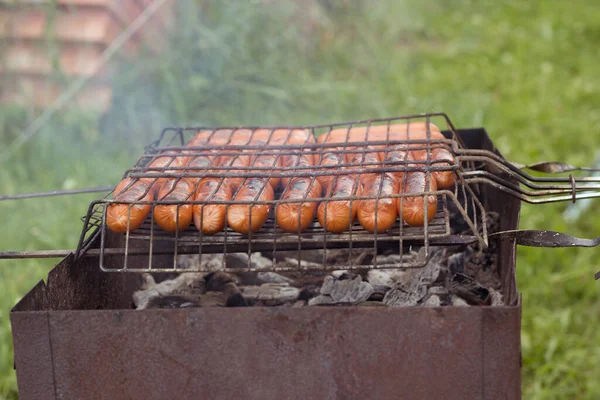 Enchidos churrasco de carne maravilhosa apresentação pronta para servir — Fotografia de Stock