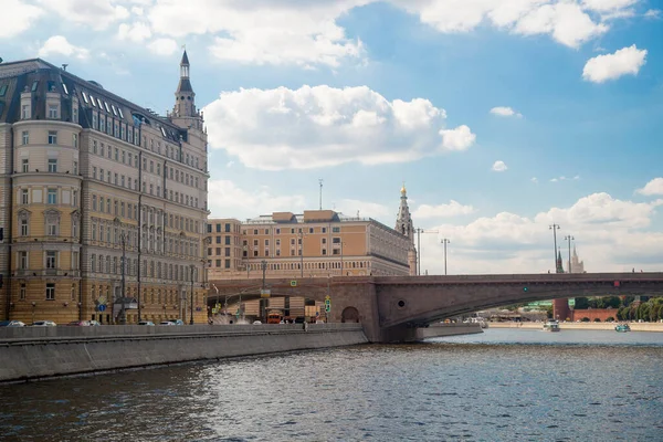 Moscow Russia August 2020 Cityscape Moscow Tourist Boat Romantic Water — Stock Photo, Image