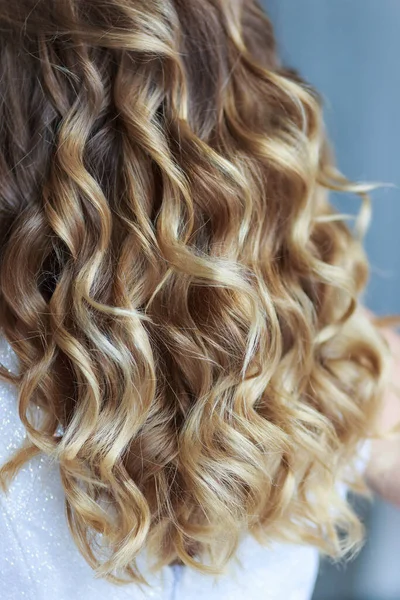 Cachos Femininos Penteado Casamento Profissional — Fotografia de Stock