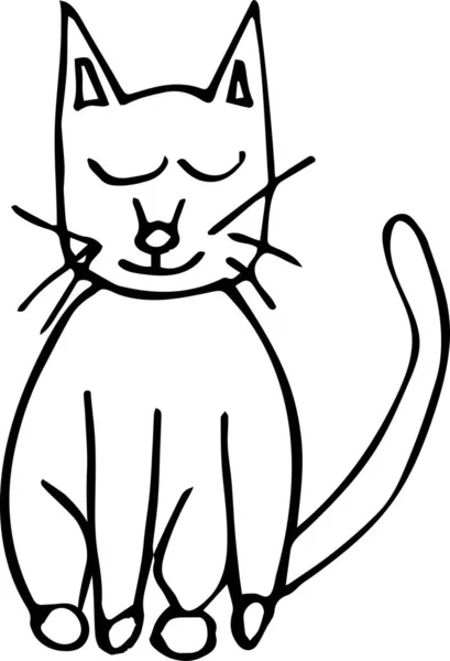 Mão Gato Desenhada Animal Estimação Ilustração Vetor — Vetor de Stock