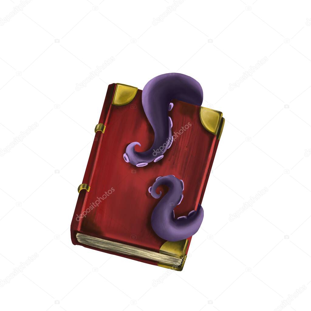Spell book with violet tentacles 