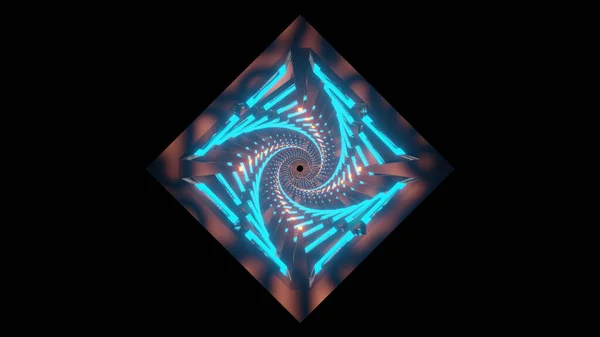 图解图形抽象科幻能量环路在空间具有扭曲效果 天衣无缝的环路飞入宇宙飞船隧道 科幻宇宙飞船走廊 面向未来的技术抽象3D渲染Vj — 图库照片