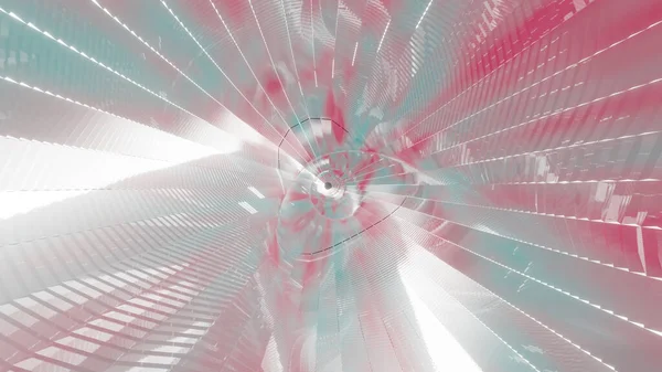 Uzaydaki soyut parlak enerji tünelinin çizimi. Uzay gemisi tüneline, bilim kurgu uzay gemisine doğru kusursuz bir döngü uçuyor. Fütürist teknoloji soyut 3D yorumlayıcı VJ.