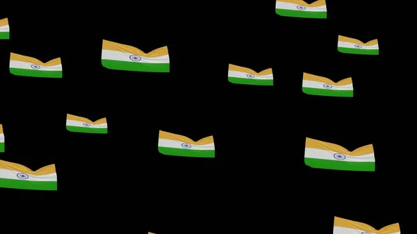 Illustratie Grafiek Van Zwaaiende Indiase Vlaggen Drijvend Zwarte Achtergrond India — Stockfoto