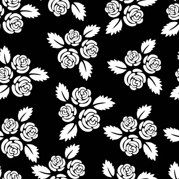 Roses blanches sur fond noir. — Image vectorielle