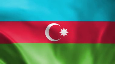 Azerbaycan bayrağı rüzgarda dalgalanıyor, Azerbaycan 'ın ulusal bayrağının 4k çözünürlükte 3 boyutlu videosu. Yüksek kalite 4k görüntü