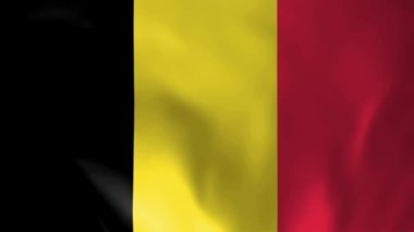 Belçika ulusal bayrak videosu. 3D Belçika bayrağı kusursuz döngü video animasyonu sallıyor