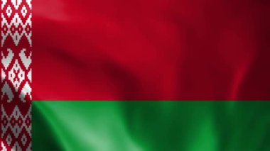 Belarus Bayrak Halkası. Gerçekçi 4K. Beyaz Rusya 'nın 30 fps bayrağı. Beyaz Rusya bayrağı rüzgarda dalgalanıyor. Son derece detaylı kumaş dokusuna sahip kusursuz döngü..