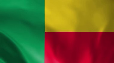Benin bayrak sallama animasyonu, mükemmel döngü, 4K video arka plan, resmi renkler, Ulusal Benin bayrağı yeşil kırmızı üçgen animasyon arka plan 4k en iyi seçim ve çekim için takım elbise