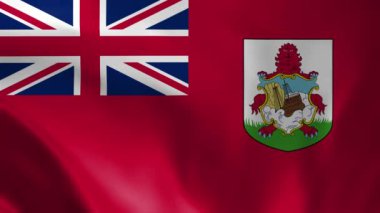 Bermuda Bayrağı. Ulusal 3d Bermuda bayrağı dalgalanıyor. Bermuda bayrağı rüzgarda sallanan video görüntüsü. Bermuda 4K Animasyon Bayrağı