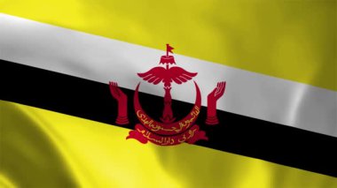 Brunei 'nin dalgalı bayrağı dikişsiz döngü animasyonu. Brunei Ulusal Bayrağı 3D dalgalanıyor. Brunei bayrağı 4k Yüksek Çözünürlük.
