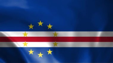 Cape Verde Dalgalanan Bayrağı, Cape Verde Bayrağı, kumaş desenli koyu Cabo Verde bayrağı - arka plan, Cape Verde 'de bayrak sallayan dikişsiz döngü animasyonu. mükemmel döngü, 4K video arkaplanı,