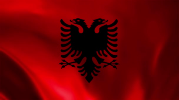 Bandiera Albania Sventola Nel Vento Bandiera Nazionale Dell Albania Segno — Video Stock