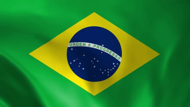 ブラジル国旗ビデオ 3Dフラグ スローモーションビデオ ブラジル国旗が閉じる ブラジル国旗モーションループHd解像度ブラジル背景 — ストック動画
