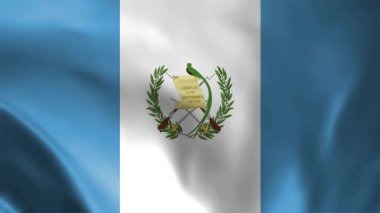 Guatemala Bayrağı. Guatemala 'nın Saten kumaş desenli bayrağını sallıyor. Guatemala Cumhuriyeti 'nin Gerçek Doku Bayrağı