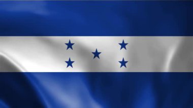 Honduras Bayrağı Rüzgarda Dalgalanıyor. Honduras Bayrağının Kusursuz Döngü Animasyonu. Bağımsızlık Günü kavramı, 15 Eylül, Honduras Kutlaması. 4K Ulusal Honduras Bayrağı