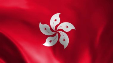 Hong Kong bayrağı sallama animasyonu, mükemmel döngü, 4K video arkaplan, resmi renkler, Ulusal Hong Kong bayrağı animasyonu