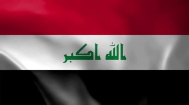 Irak bayrağı rüzgarda sallanıyor. Gerçekçi bayrak geçmişi. Yakın görüş, mükemmel döngü, 4K görüntü