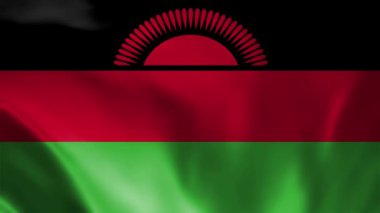 Malawi Bayrağı. Ulusal 3d Malawi bayrağı dalgalanıyor. Malawi 'nin rüzgarda dalgalanan görüntülerinin bayrağı. Malawi 4K Animasyon Bayrağı