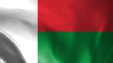 Madagaskar Bayrağı. Ulusal 3 boyutlu Madagaskar bayrağı dalgalanıyor. Madagaskar bayrağı rüzgarda dalgalanan video kaydı. Madagaskar Bayrağı 4K Canlandırma