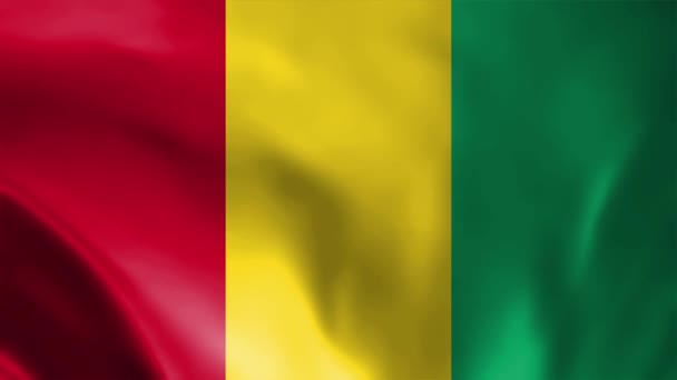 Guinee Vlag Zwaaien Animatie Perfecte Looping Video Achtergrond Officiële Kleuren — Stockvideo