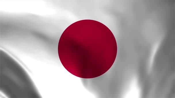 Ondeando Colorida Bandera Japón Bandera Japonesa Sopla Viento — Vídeo de stock