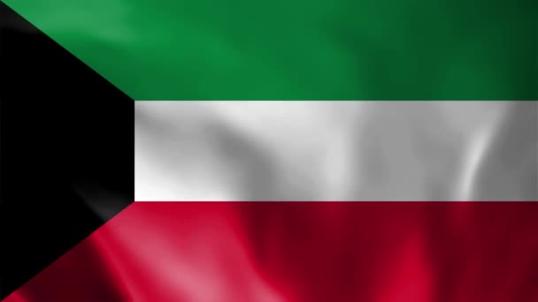 Kuvajtská Vlajka Vlní Větru Realistické Pozadí Vlajky Detailní Záběr Perfektní — Stock video