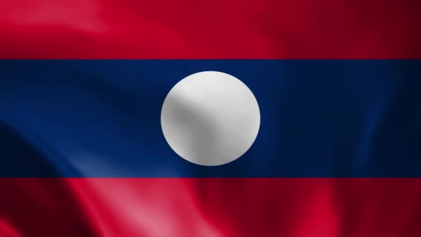 Bandera Laos Fondo Laos Bandera Laos Ondeando Viento Bandera Nacional — Vídeo de stock