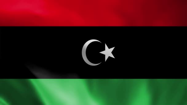 Libya Flag Background Realistic Waving Wind Video Independence Day Anthem — Stock Video
