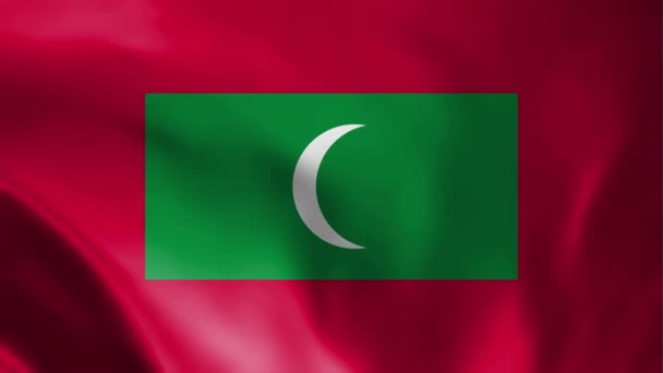 Maldivler Bayrak Sallıyor Maldivler Bayrağı Maldivler Bayrağı Dalgalanıyor Animasyon Maldivler — Stok video