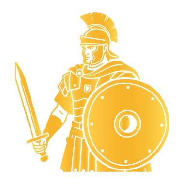 Kalkan Vektörlü Romalı askerin Altın Silueti