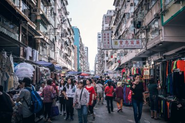 Arazi ve binalar gündüz sırasında. Hong Kong 