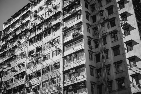 Hong Kong Edifici Archtitecture Immagine Bianco Nero — Foto Stock