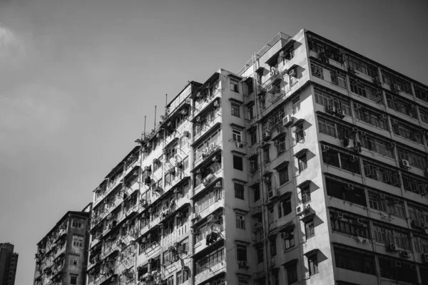 Hong Kong Gebouwen Archtitecture Zwart Wit Beeld — Stockfoto