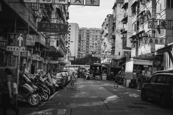 Hong Kong Buildings Archtitecture Black White Image — Stock Photo, Image