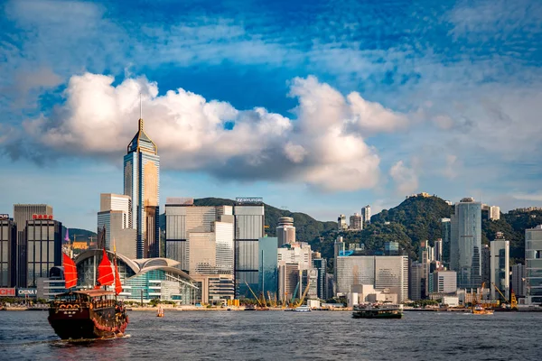 Călătorind Asia City Hong Kong China Vedere Zgârie Nori Împotriva — Fotografie, imagine de stoc
