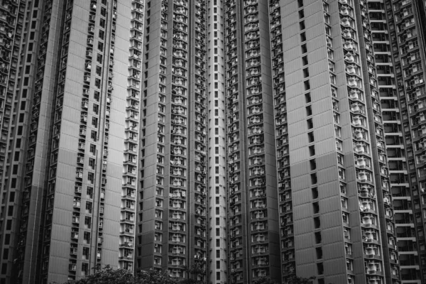 Hong Kong Binalar Archtitecture Siyah Beyaz Resim — Stok fotoğraf