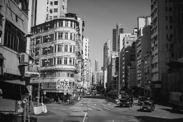 Hong Kong Gebäude Und Archtitektur Schwarz Weiß Bild — Stockfoto