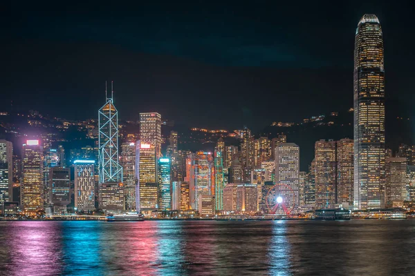 香港维多利亚港夜景 — 图库照片