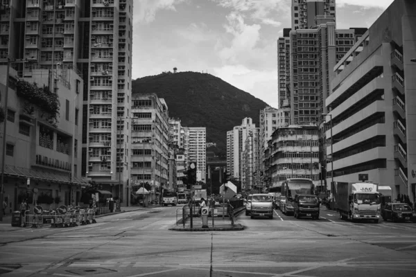 Hong Kong Gebäude Und Archtitektur Schwarz Weiß Bild — Stockfoto