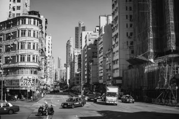 Hong Kong Gebouwen Archtitecture Zwart Wit Beeld — Stockfoto