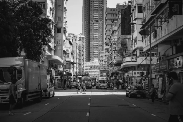 Χονγκ Κονγκ Κτίρια Και Archtitecture Μαύρο Και Άσπρο Εικόνας — Φωτογραφία Αρχείου