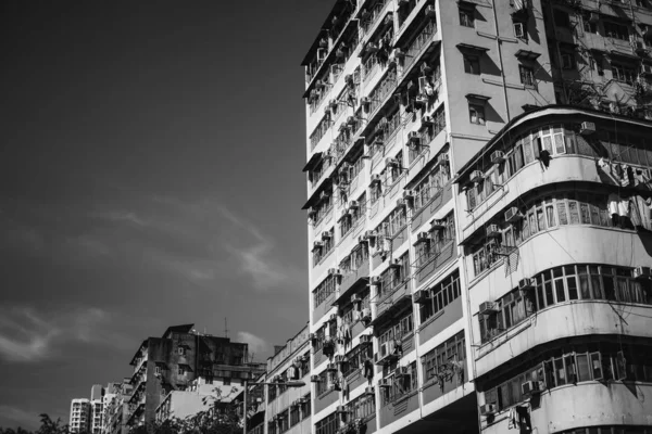 Hong Kong Buildings Archtitecture Black White Image — Stock Photo, Image