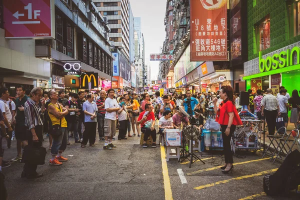 Överfulla Gata Med Hus Och Affärer Nov 2016 Tsim Sha — Stockfoto